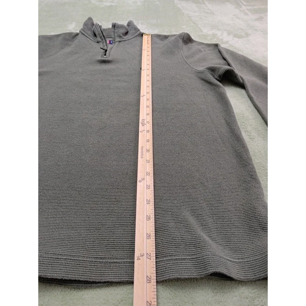 Chaps Sweater Mens Large Green Quarter Zip Mock Neck Pullover Long Sleeve Knit